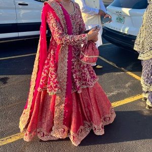 Designer custom lengha heavy embellished Pakistani Indian formal wear wedding S